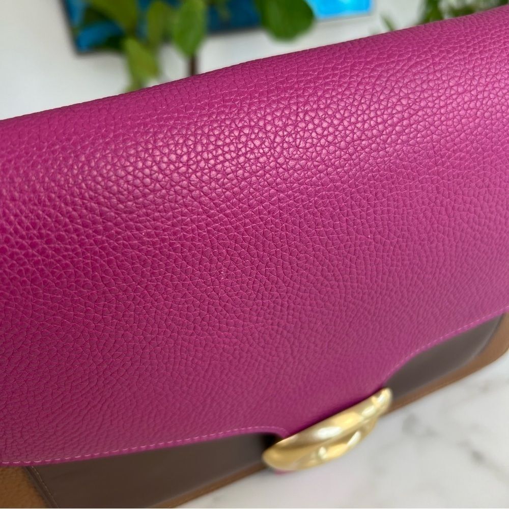 COACH Tabby Shoulder Bag In Colorblock Hibiscus Pink Brown Brass Crossbody 76106 - Picture 3 of 16